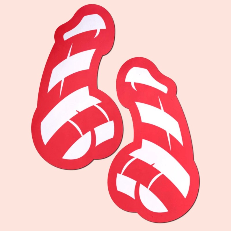 Penis: Red and White Stripe Candy Cane Dick Nipple Pasties by Pastease