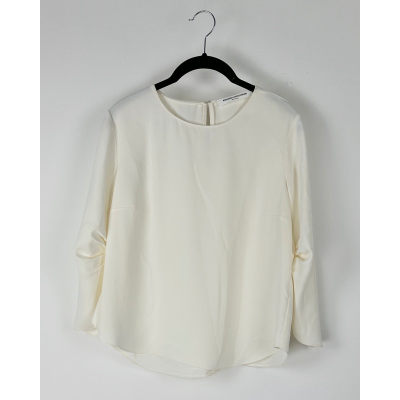 Cream Pleated Sleeve Top – Small