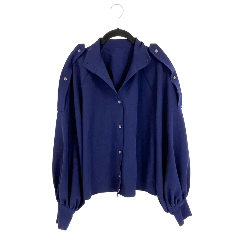 Dark Blue Button Up Lightweight Jacket / Blouse – Size 8