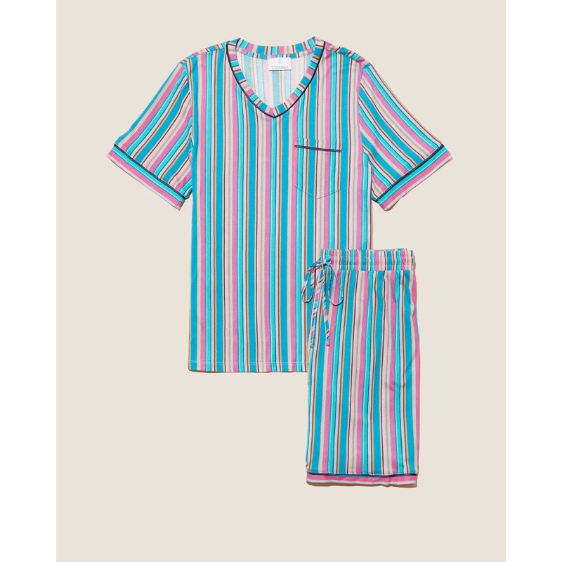 Ensemble Pyjama Haut  Manches Courtes Et Short Pour Hommes Bold Stripe S