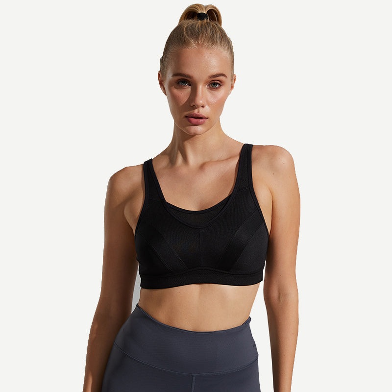 Full Coverage High Support Solid Sports Bra Black 34B/75B