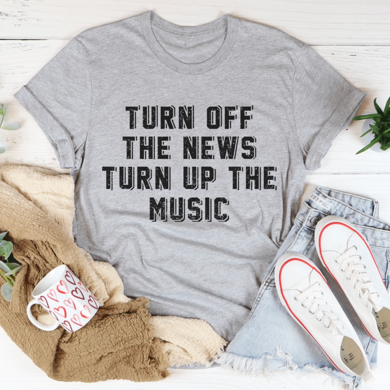 Turn Up The Music Tee Athletic Heather S