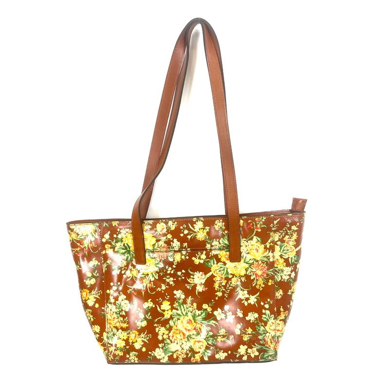 Brown Floral Leather Shoulder Bag