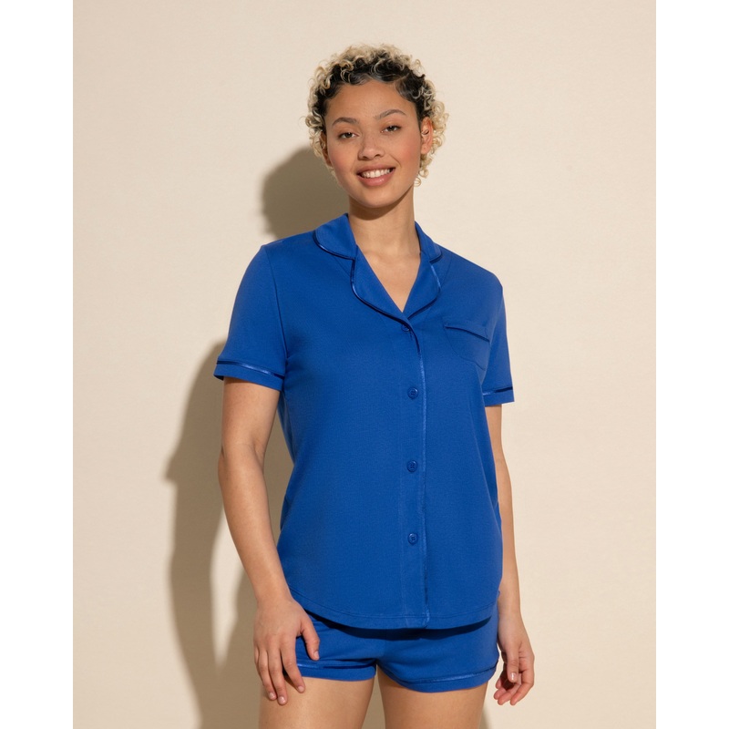 Conjunto De Pijama Con Camisa De Manga Corta Y Pantalones Cortos Cobalt/Cobalt XS