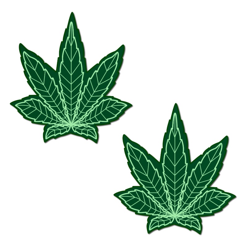 Indica Pot Leaf: Green Weed Nipple Pasties by Pastease Green
