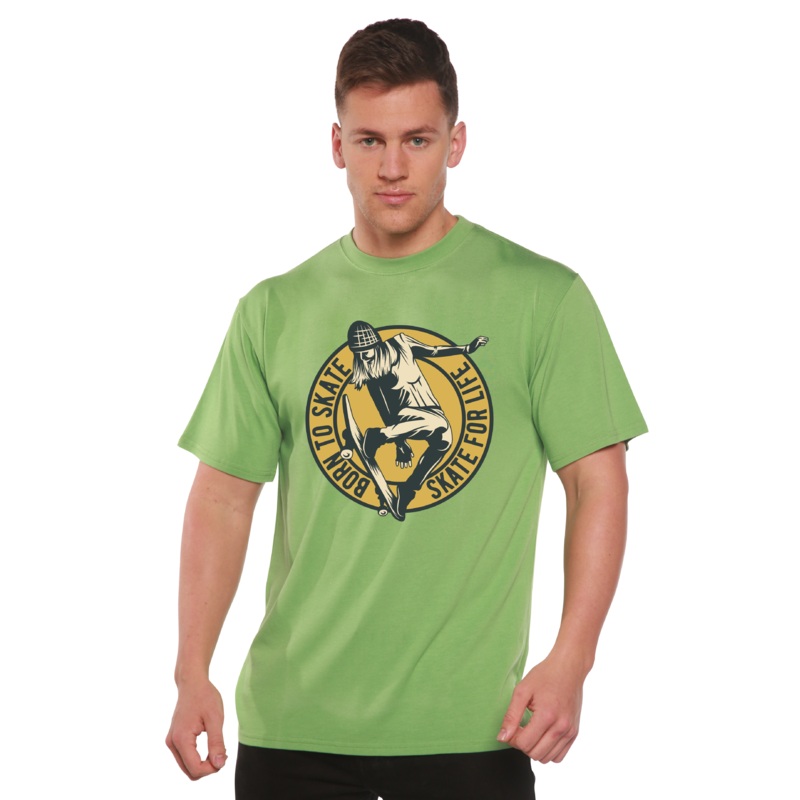 Skate For Life Men’s Bamboo Viscose/Organic Cotton Short Sleeve Graphic T-Shirt Medium Black
