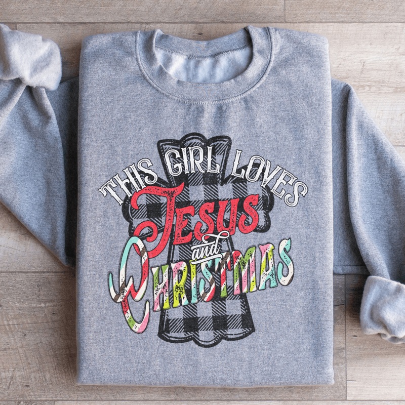This Girl Loves Jesus & Christmas Sweatshirt Sport Grey S