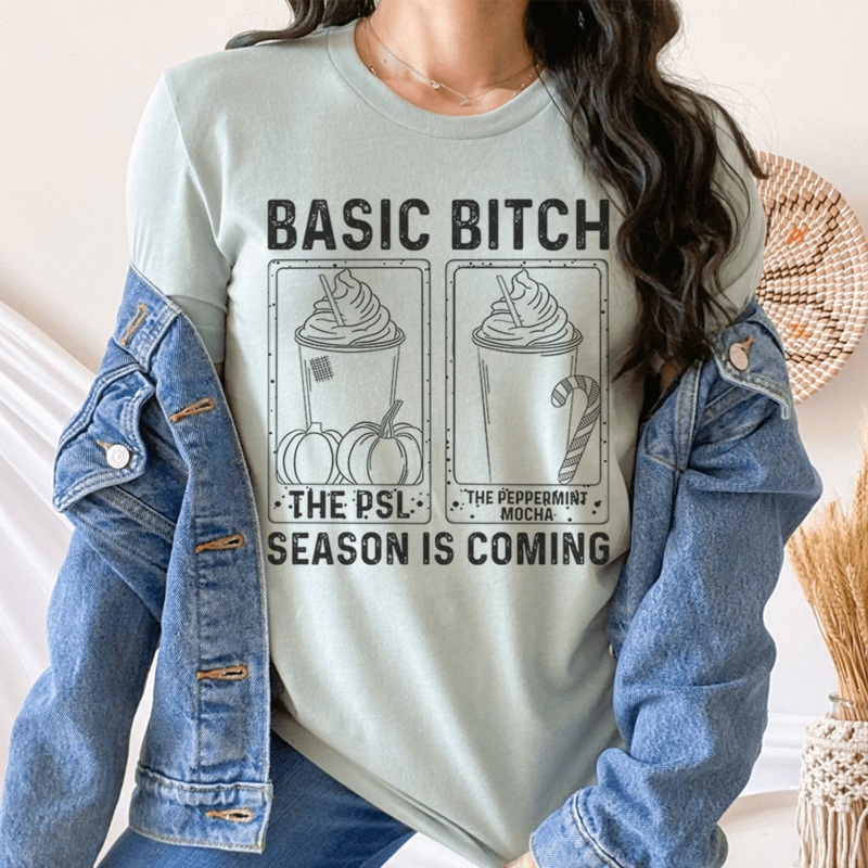 Basic B Season Is Coming Tee Heather Prism Dusty Blue S