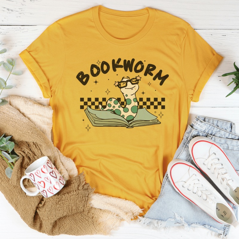 Book Worm Tee Black Heather S