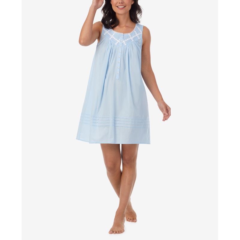 Eileen West Poetic Short Sleeveless Nightgown Small Blue