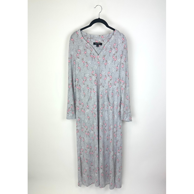 Gray Flamingo Patterned Nightgown – Small