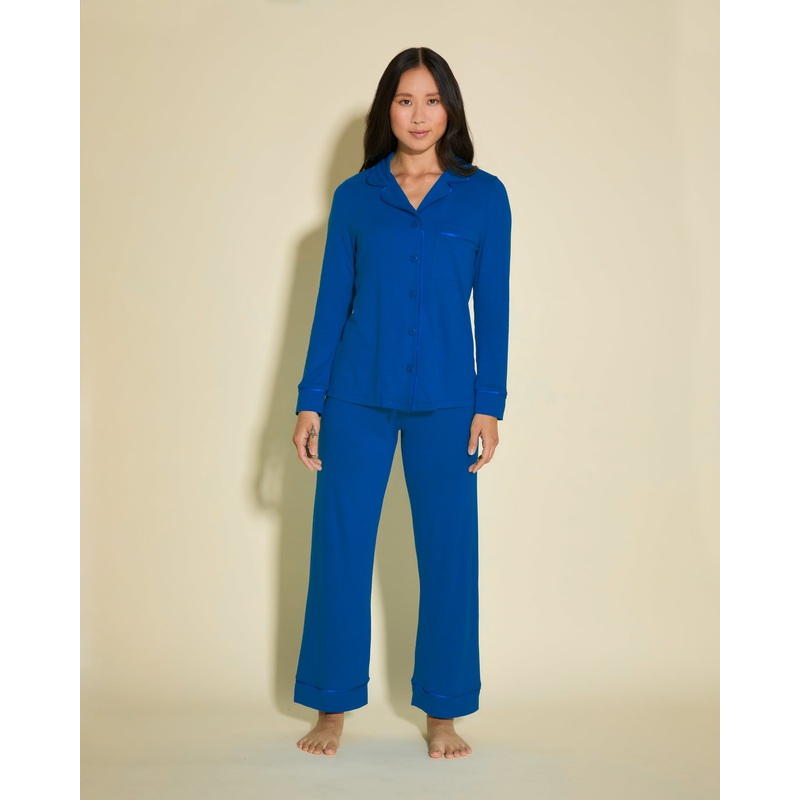 Pigiama Petite Con Top A Maniche Lunghe E Pantaloni Cobalt/Cobalt PS
