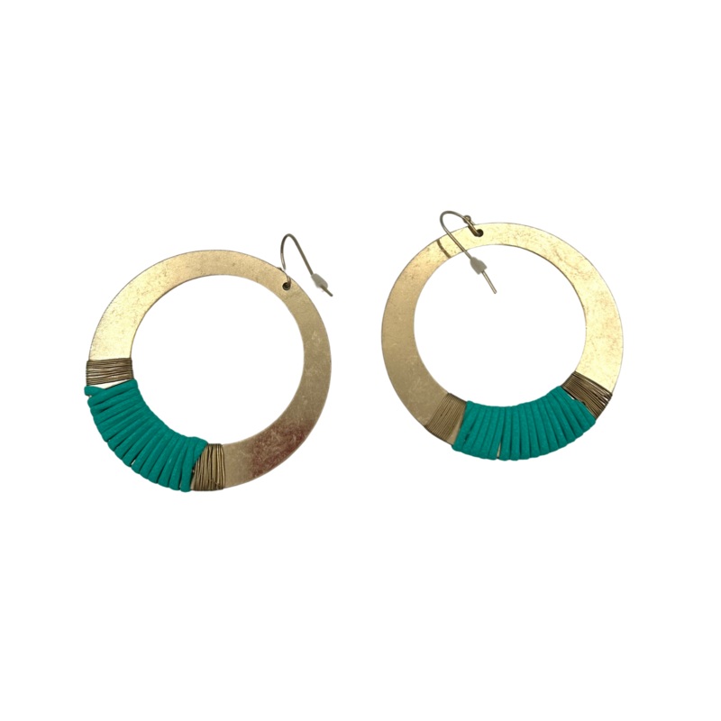 Teal Detail Gold Earrings