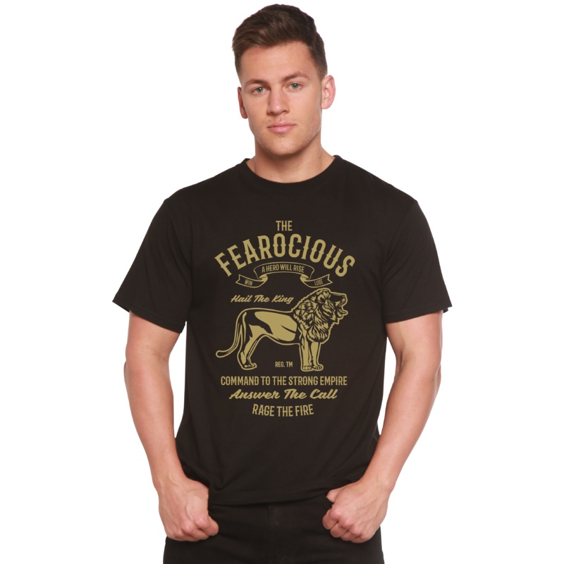 The Fearocious Spun Bamboo Men’s Bamboo Viscose/Organic Cotton Short Sleeve Graphic T-Shirt Medium Black