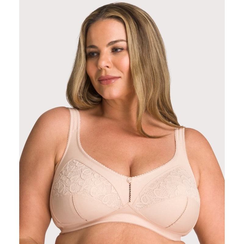 Ava & Audrey Sophia Cotton & Lace Wire-free Bra – Cappuccino 36C