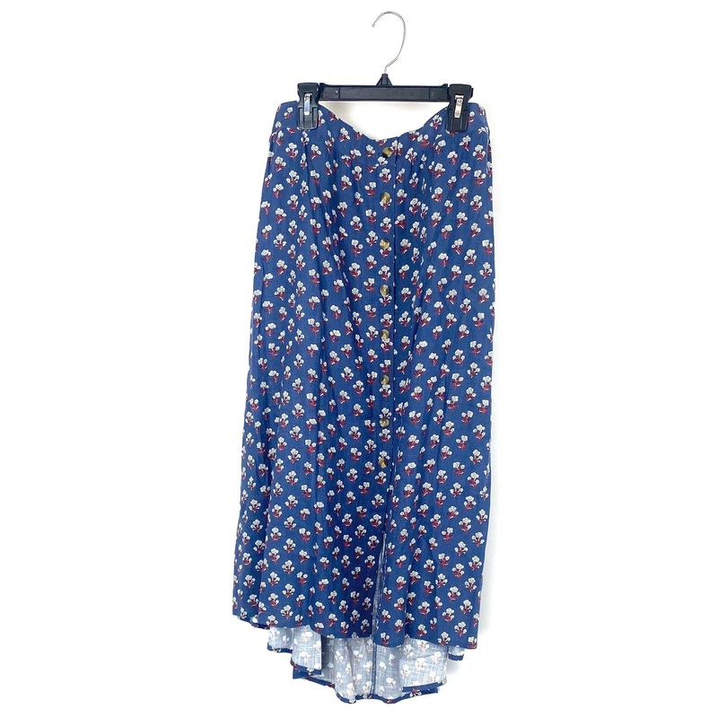 Blue Button Front Skirt – 1X