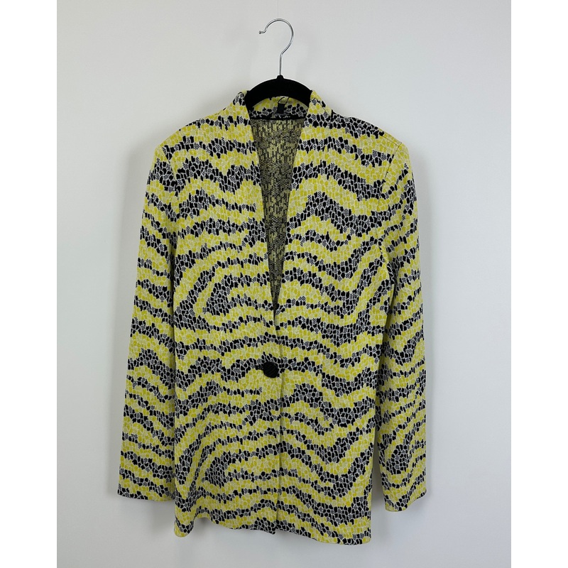 Bright Yellow And Black Cardigan Blazer – Size 2-4