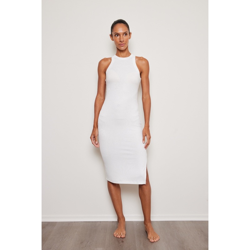 EQMT Plush Rib Tank Dress WHT XS
