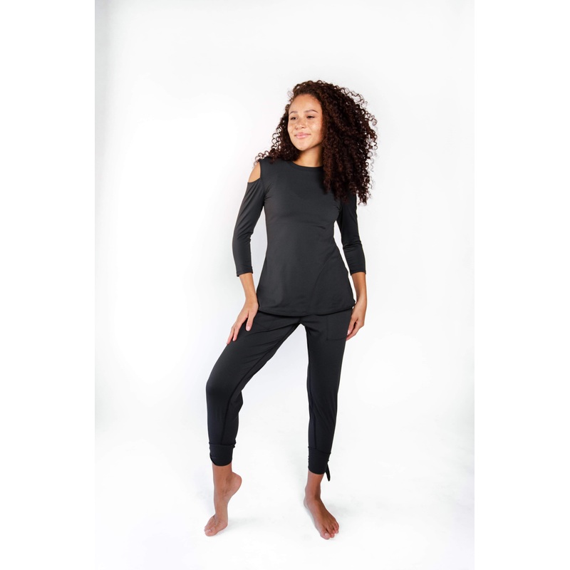 Open Shoulder Top – Jet Black 2XS