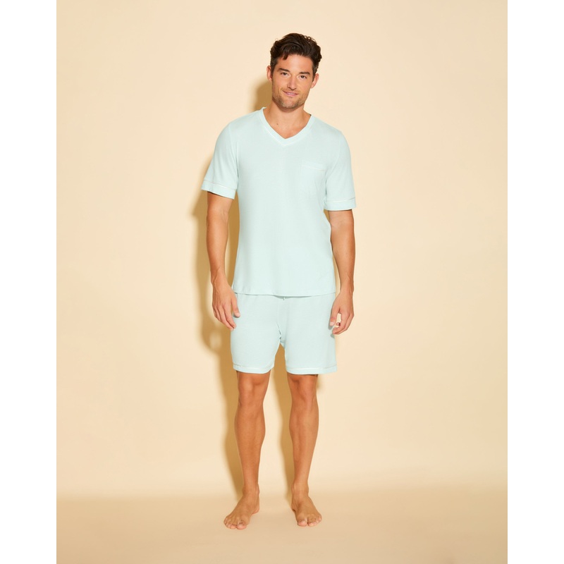 Pigiama Da Uomo Con Top  Maniche Corte E Pantaloncini Lagoon Mint/Ivory S