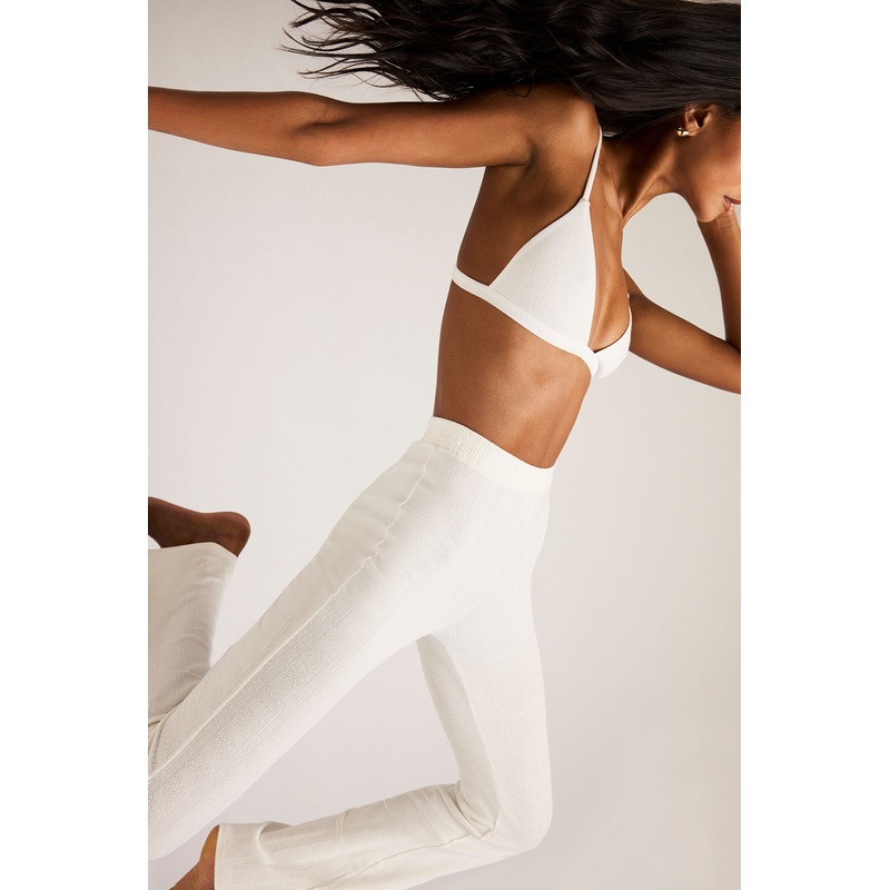 Pointelle Flare Pant in White XS White Single