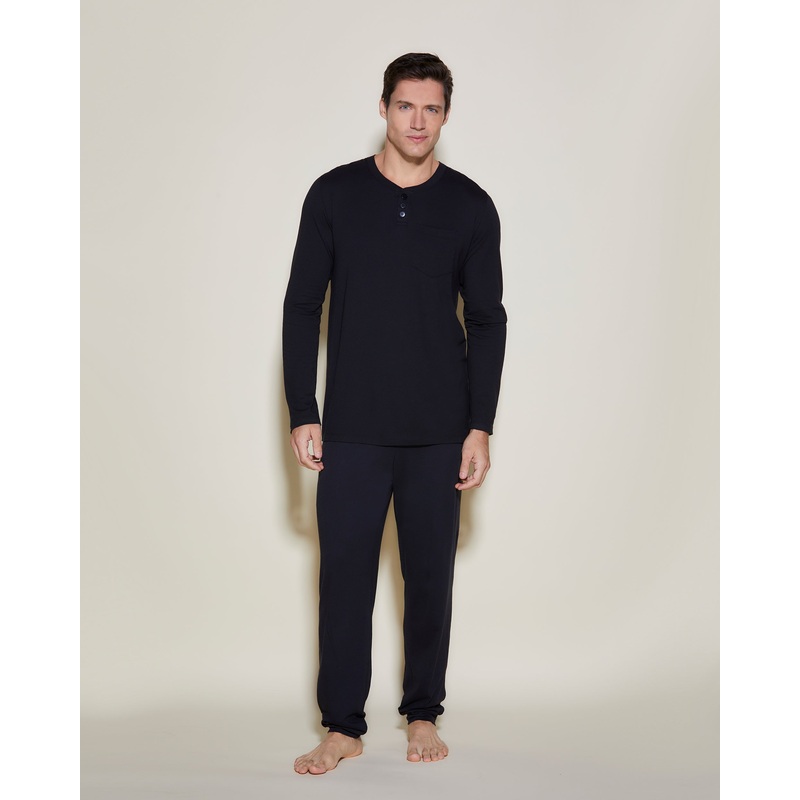 Pyjama Henley & Jogger Pour Homme Noir S