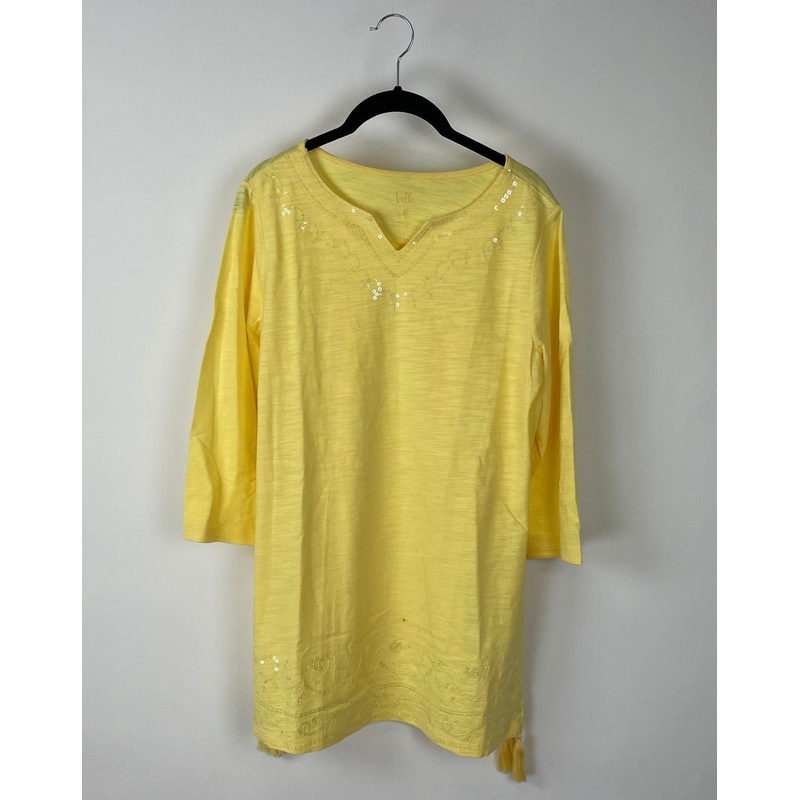 Yellow Sequin Top With Tassel Bottom – Small/Medium