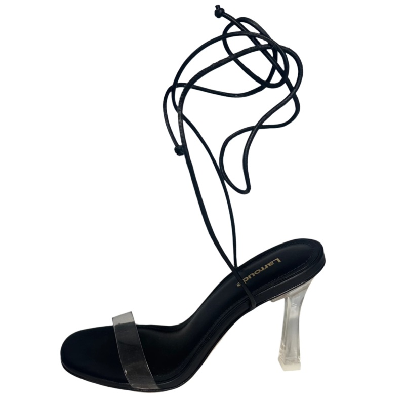 Black And Clear Lace Up Heel – Size 6