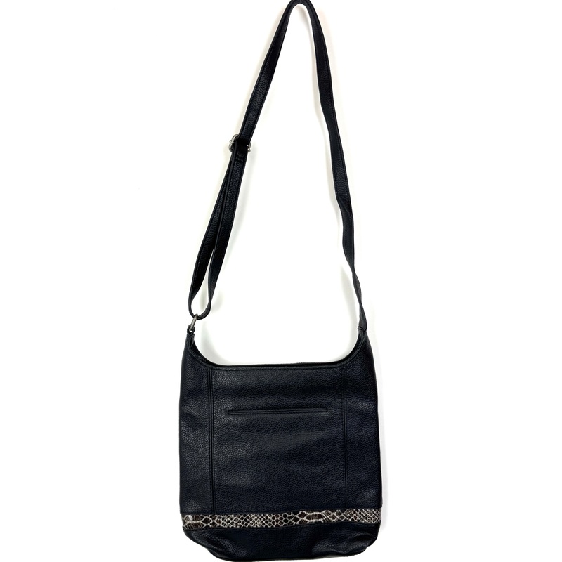 Black Leather Snake Skin Crossbody