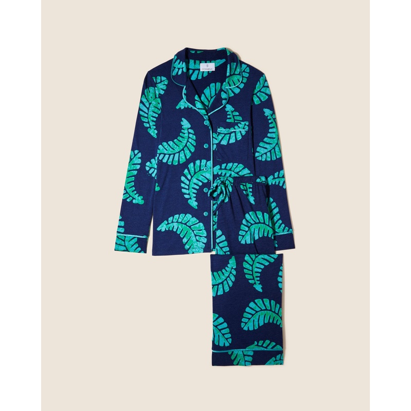 Conjunto De Pijama Petite Con Camisa De Manga Larga Y Pantalones Leaf/Bright Teal PS