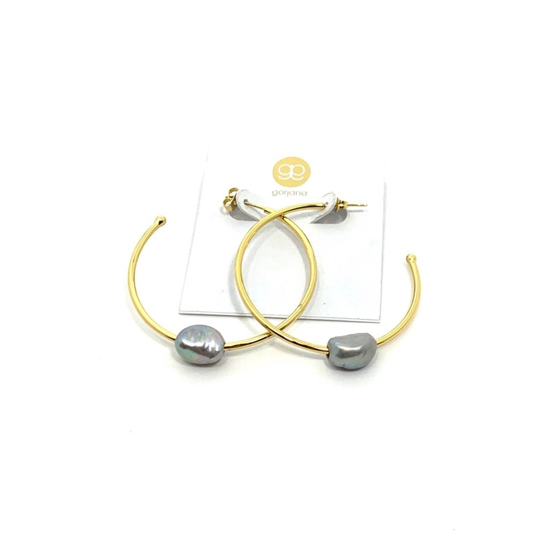 Gold Stone Hoops