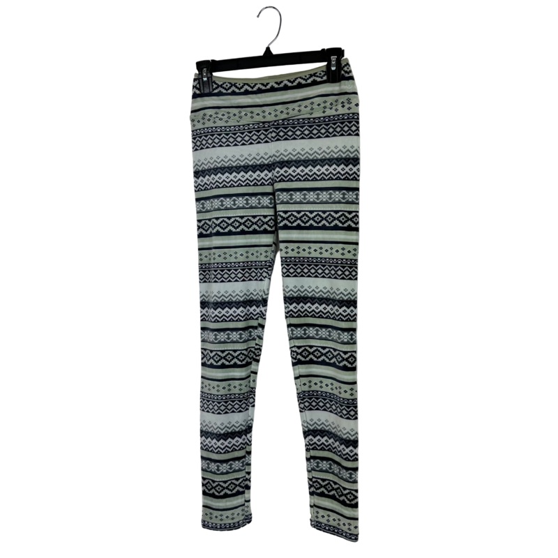 Navy and Mint Green Abstract Fleece Leggings – Extra Small – Large Extra Small (4-6)