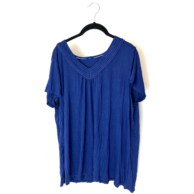Navy Blue Short Sleeve Loungewear Top – 1X