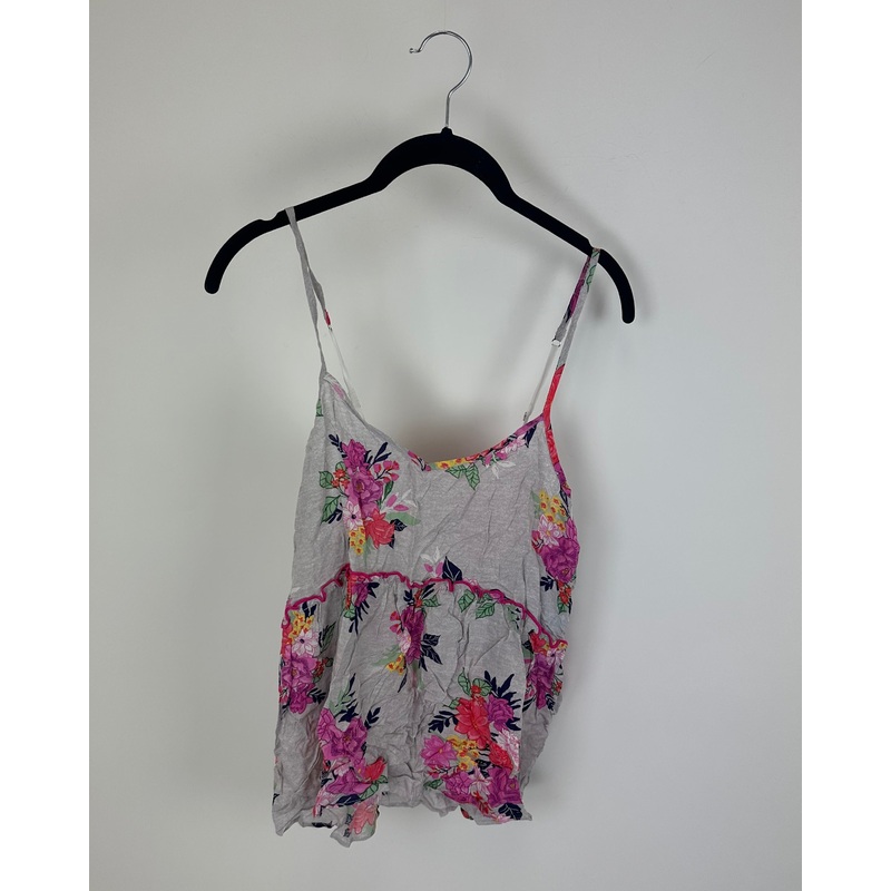 Sleeveless Grey Floral Top – Size 2/4