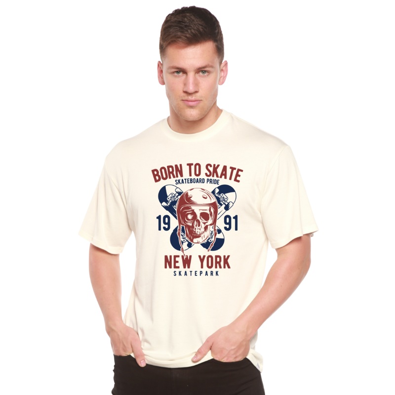 Born To Skate 1991 New York Men’s Bamboo Viscose/Organic Cotton Short Sleeve Graphic T-Shirt Medium Black