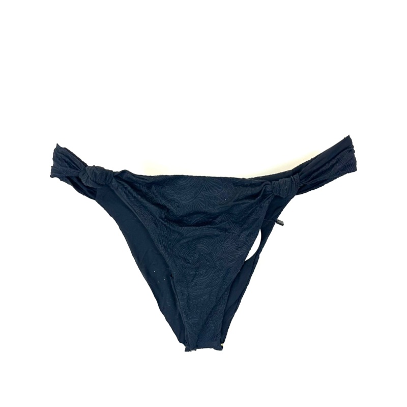 Black Embossed Knotted Cheeky Bikini Bottom – XS, S, M, XL, XXL Medium (Size 2/4)