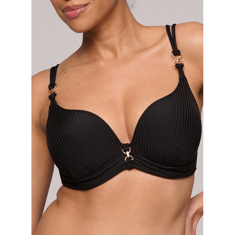 Emly Black Padded Bikini Top Heartshape Black 32A