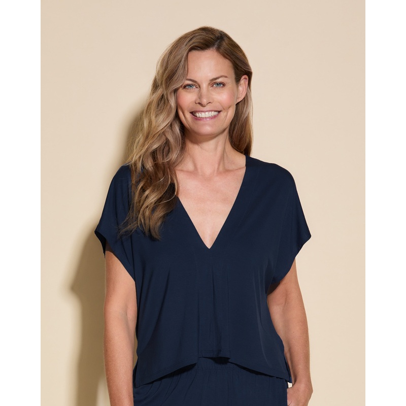 Doppel-V-Top Navy Blau XS