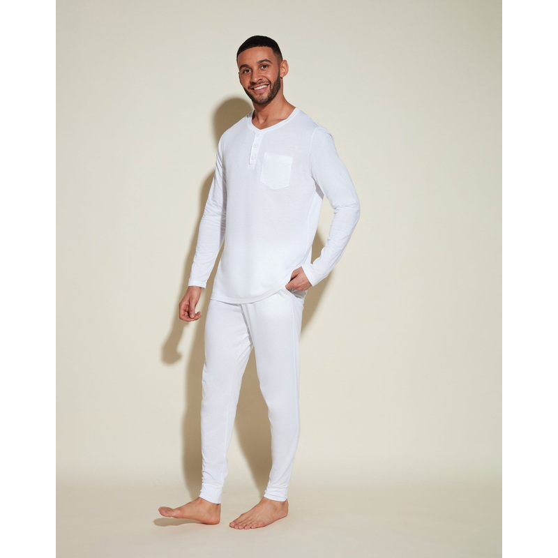 Pigiama Da Uomo Con Top Henley E Pantaloni  Jogger Bianco S