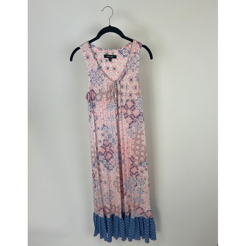 Pink and Blue Abstract Pattern Lounge Dress – Small
