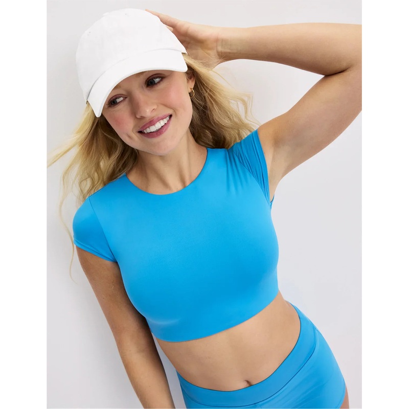 Teen High Tide Cropped Swim Top Shady Blue XXS