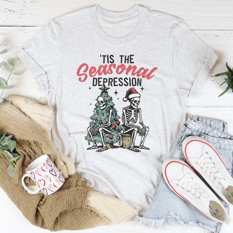 Tis The Seasonal Depression Tee Heather Prism Peach S