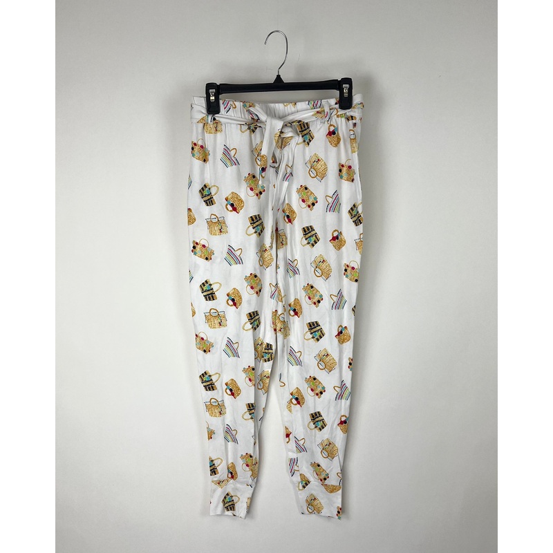 White Purse Printed Pajama Pants – Small