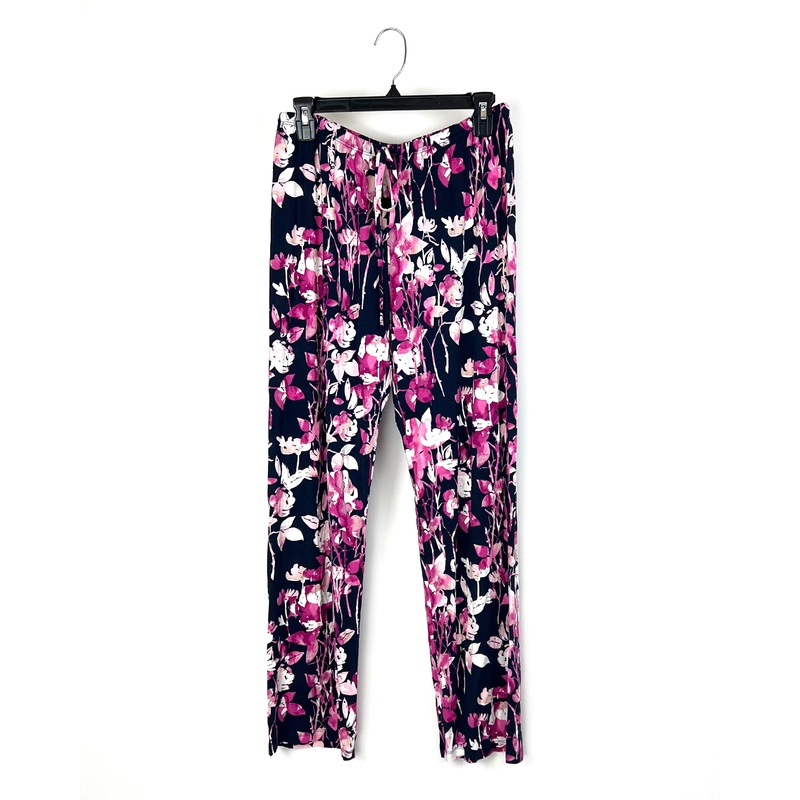 Navy Blue and Pink Floral Print Sleepwear Bottoms – Size 4-6