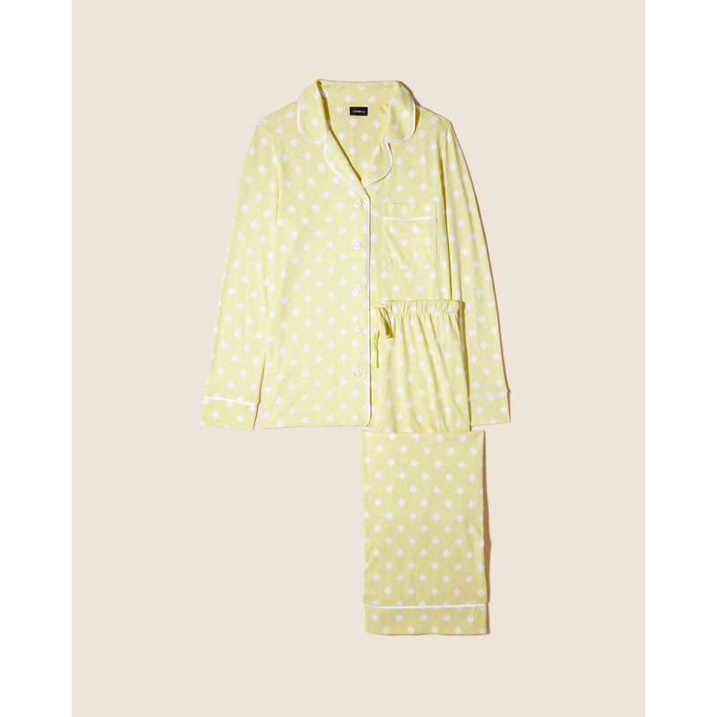 Pigiama Petite Con Top A Maniche Lunghe E Pantaloni Diamond Moignonette/White PS