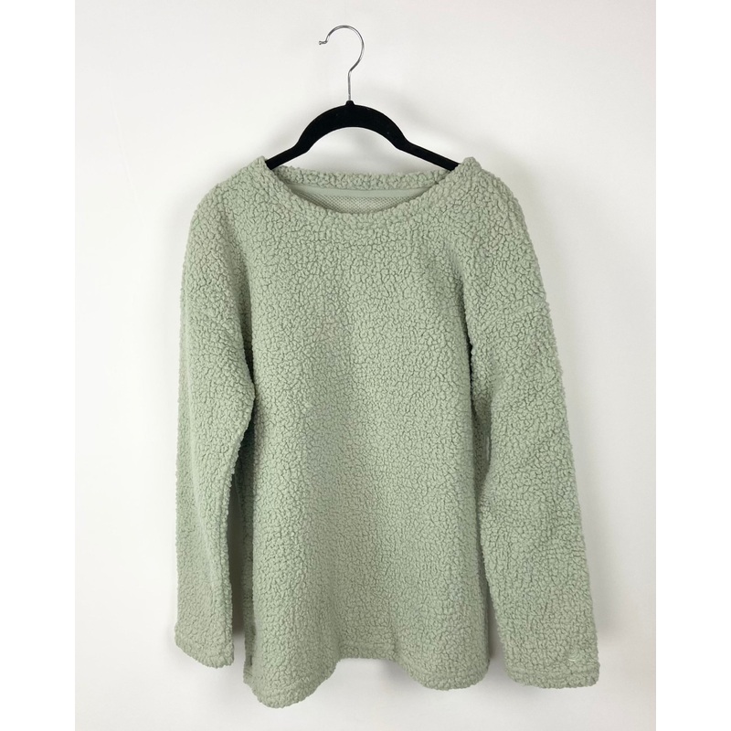 Sage Green Sherpa Crew Neck – Extra Small