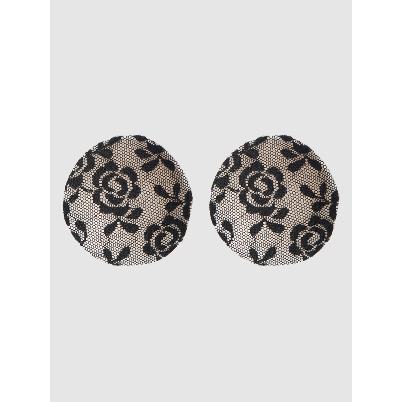 Silcone & Lace Circular Nipple Covers Black OS