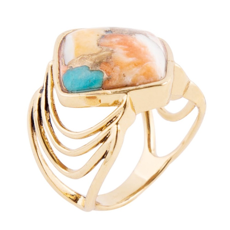 Arrows Blue Turquoise and Orange Spiny Oyster Matrix Golden Ring 5