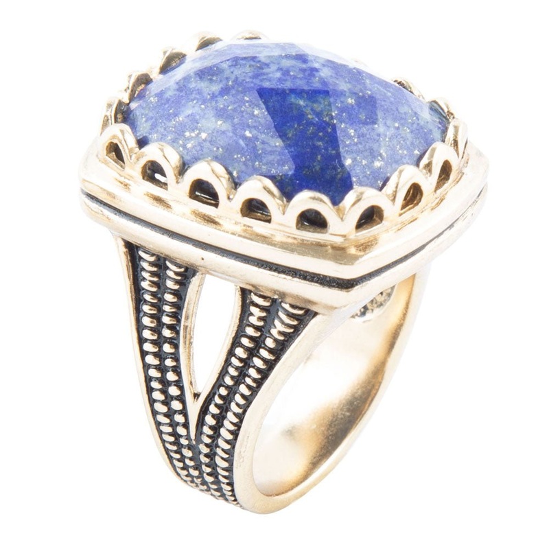 Blue Lapis Golden Cocktail Ring 8