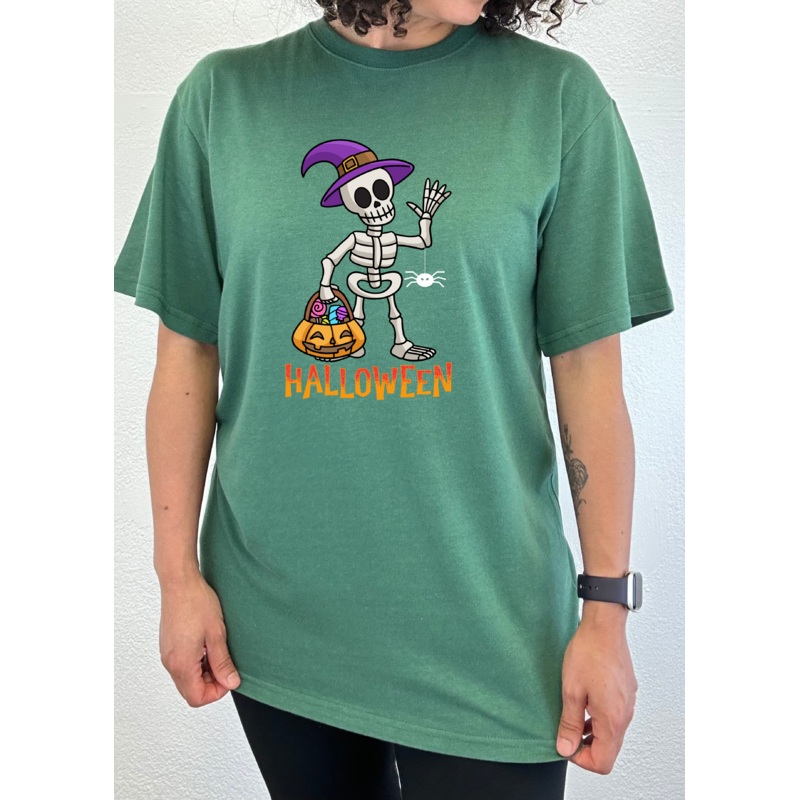 Happy Halloween Unisex Bamboo Viscose/Organic Cotton Short Sleeve Graphic T-Shirt Medium Black